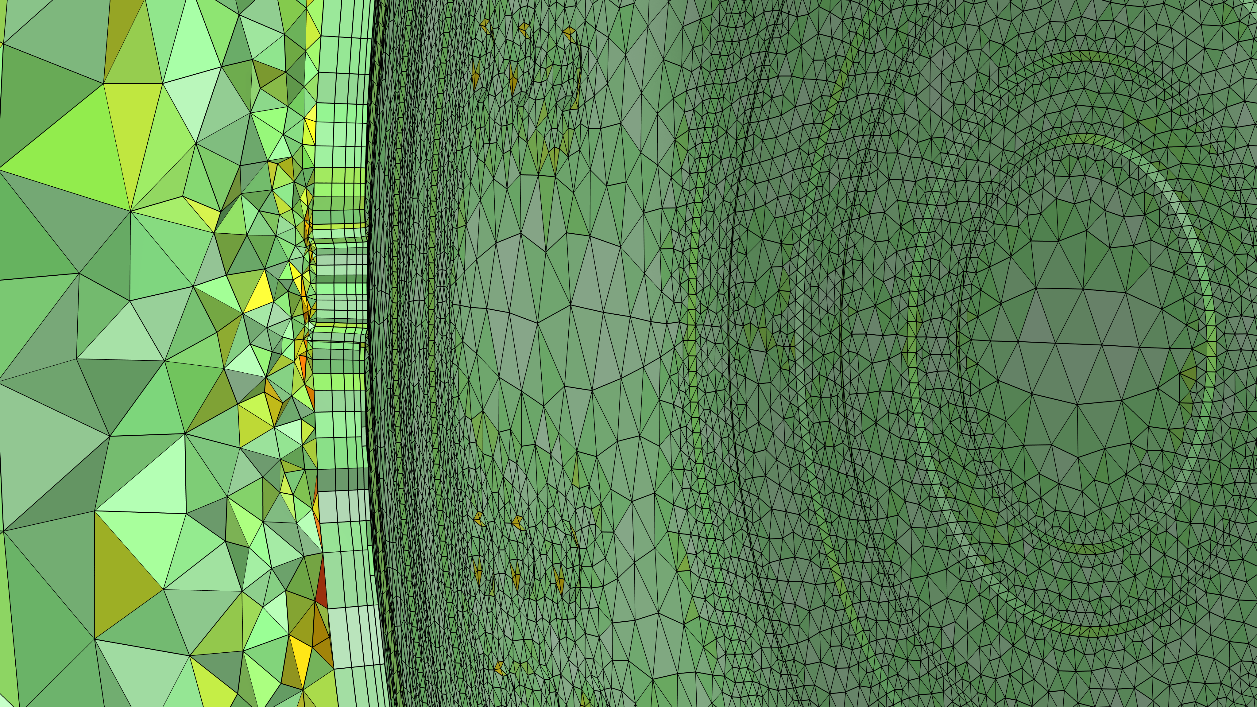 A close-up of the mesh boundary layer used in the LES computations of the Adidas Fussballliebe.